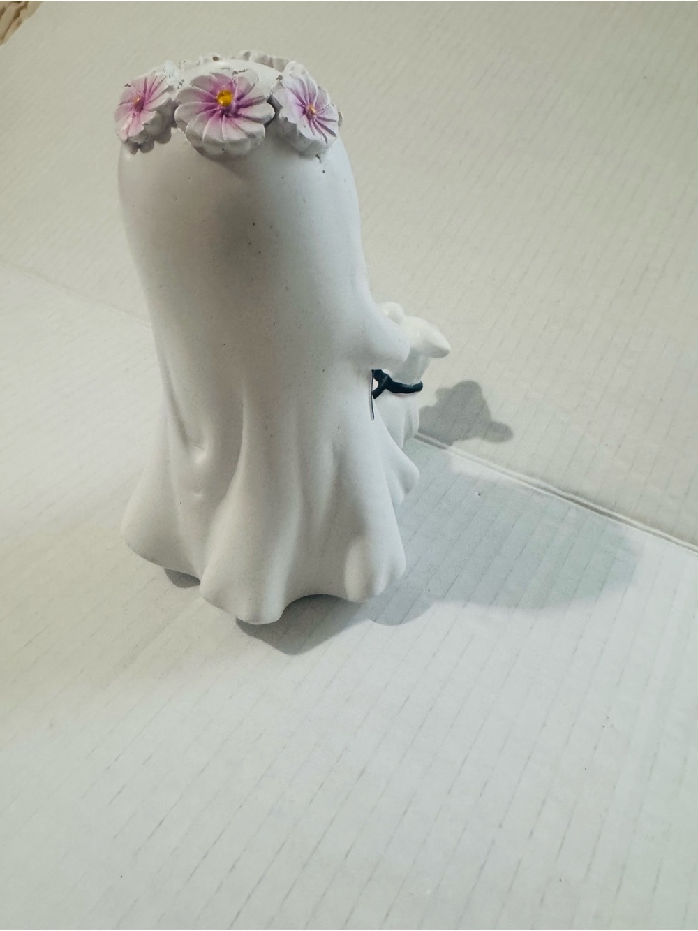 Halloween ghost with dog on leash Figurine with Floral Crown BNWT - Picture 5 of 6